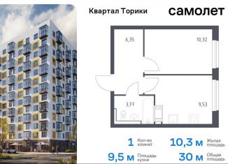 Однокомнатная квартира на продажу, 30 м2, Ленинградская область, жилой комплекс Квартал Торики, к1.1