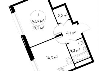 Продажа 1-ком. квартиры, 42.9 м2, деревня Рассказовка, деревня Рассказовка, 1