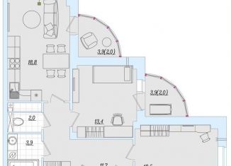 Продается 2-комнатная квартира, 77.3 м2, Псковская область, Балтийская улица, 17А