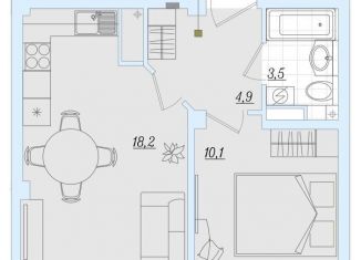 Продажа однокомнатной квартиры, 39.1 м2, деревня Борисовичи, Балтийская улица, 17А