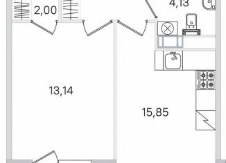 Продаю однокомнатную квартиру, 40.8 м2, Пушкин