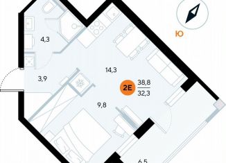 Однокомнатная квартира на продажу, 38.6 м2, поселок городского типа Заозерное, улица Аллея Дружбы, 10А