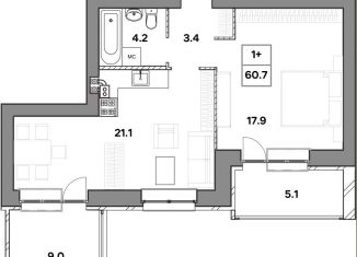 Продажа 1-ком. квартиры, 60.7 м2, Ярославль, улица Шевелюха, 128