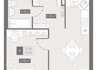 Продам 1-ком. квартиру, 43.3 м2, Санкт-Петербург