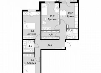 Продам 3-ком. квартиру, 91.6 м2, Калужская область, проспект Ленина, 211