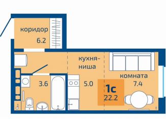 Продажа 1-комнатной квартиры, 22.2 м2, Пермь