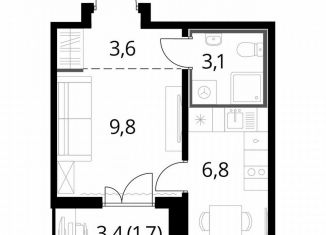 Однокомнатная квартира на продажу, 24.7 м2, Люберцы, ЖК 1-й Лермонтовский, Рождественская улица, 8