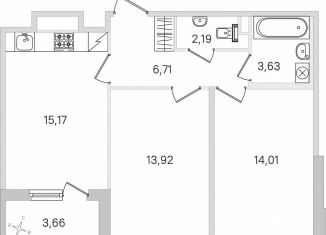 Продается 2-ком. квартира, 57.5 м2, Пушкин