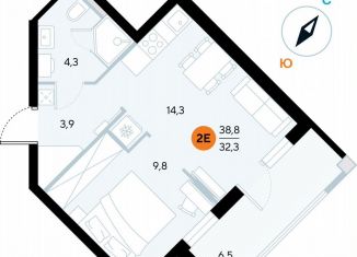 Продаю однокомнатную квартиру, 38.6 м2, поселок городского типа Заозерное, улица Аллея Дружбы, 10А