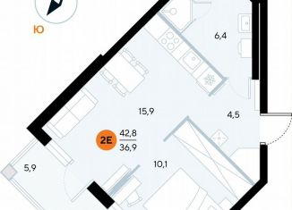 Продается 1-комнатная квартира, 42.1 м2, поселок городского типа Заозерное, улица Аллея Дружбы, 10А