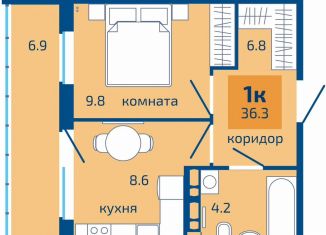 Продаю 1-комнатную квартиру, 36.3 м2, Пермь, Целинная улица, 59