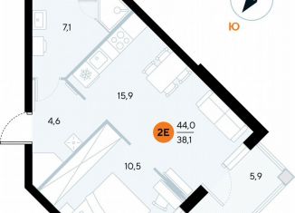 Продам однокомнатную квартиру, 43.8 м2, поселок городского типа Заозерное, улица Аллея Дружбы, 10А