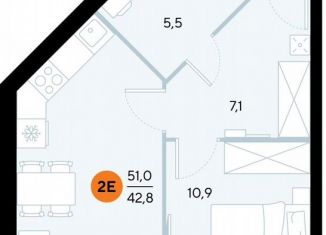 Продаю 1-комнатную квартиру, 50.6 м2, поселок городского типа Заозерное, улица Аллея Дружбы, 10А
