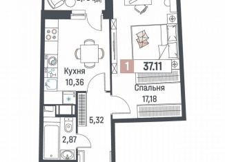 Продажа однокомнатной квартиры, 37.1 м2, Мурино, ЖК Авиатор