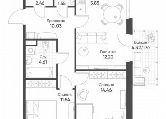 Продам 3-ком. квартиру, 64 м2, Казань