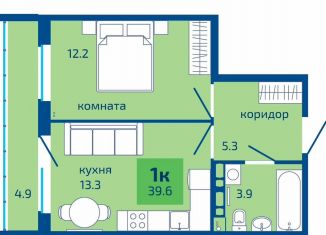 Продается 1-комнатная квартира, 39.6 м2, Пермь