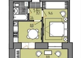 Продам 1-комнатную квартиру, 35.1 м2, село Чигири, Европейская улица, 1