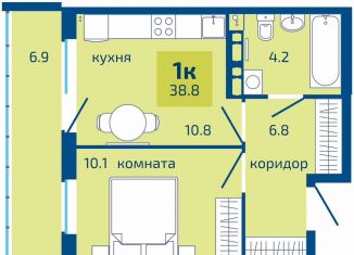 Продажа однокомнатной квартиры, 38.8 м2, Пермь, Целинная улица, 59