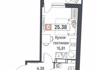 Квартира на продажу студия, 25.4 м2, Мурино, ЖК Авиатор