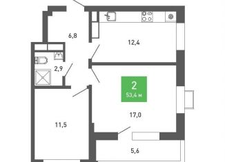 Продается 2-ком. квартира, 53.4 м2, Воронеж