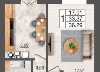 Продаю однокомнатную квартиру, 36.3 м2, Смоленск