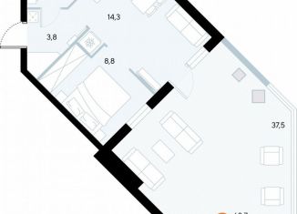 Продается однокомнатная квартира, 68.3 м2, поселок городского типа Заозерное, улица Аллея Дружбы, 10А