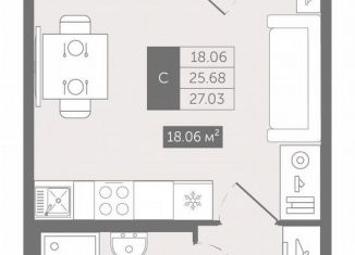 Квартира на продажу студия, 27 м2, деревня Новое Девяткино
