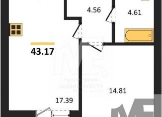 Продам однокомнатную квартиру, 43.2 м2, Калининград, Арсенальная улица, 31к4