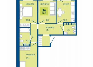 Продается 3-ком. квартира, 72.5 м2, Пермь