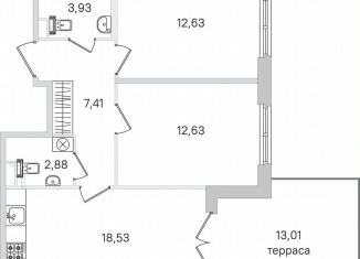 2-ком. квартира на продажу, 61.9 м2, Пушкин