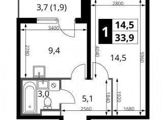 Продается 1-ком. квартира, 21.4 м2, деревня Сапроново, ЖК 1-й Донской, 3