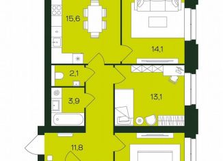 Продаю трехкомнатную квартиру, 77.9 м2, Чебоксары, Чебоксарский проспект, поз5.36