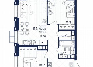 Продаю 2-ком. квартиру, 53.3 м2, Тула