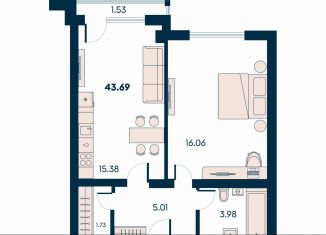 1-ком. квартира на продажу, 43.7 м2, поселок городского типа Заозерное