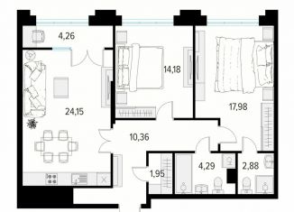 Продажа 2-ком. квартиры, 77.9 м2, Рязань, Татарская улица, 2к1