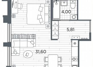 Квартира на продажу студия, 41.4 м2, Санкт-Петербург, метро Горный институт