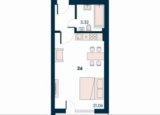Квартира на продажу студия, 26 м2, поселок городского типа Заозерное