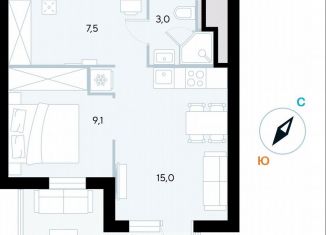 Продается однокомнатная квартира, 44.6 м2, поселок городского типа Заозерное, улица Аллея Дружбы, 10А