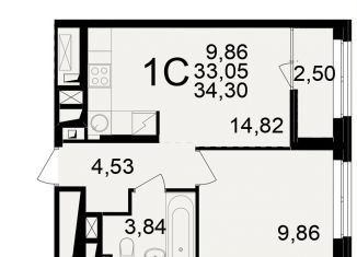 Продается двухкомнатная квартира, 34.3 м2, Рязань