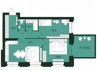 Продам 2-ком. квартиру, 71.1 м2, Чебоксары, Чебоксарский проспект, поз5.36