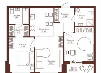 3-комнатная квартира на продажу, 60.1 м2, Пермь