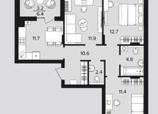 Продаю 3-комнатную квартиру, 72.9 м2, Республика Башкортостан, Лесная улица