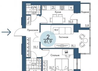 2-комнатная квартира на продажу, 61.9 м2, Красноярский край