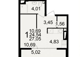 Продается 2-ком. квартира, 27.1 м2, Рязань