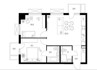 Продается двухкомнатная квартира, 55.7 м2, Котельники