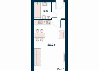 Продаю квартиру студию, 26.2 м2, поселок городского типа Заозерное