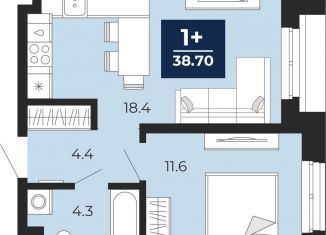 Продаю однокомнатную квартиру, 38.7 м2, Тюмень, Ленинский округ