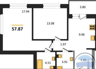 Продаю 2-ком. квартиру, 57.9 м2, Калининград, Арсенальная улица, 31к1