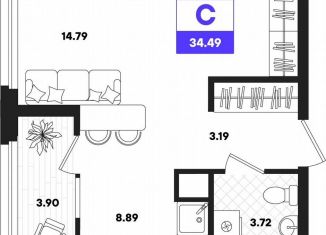 Продается квартира студия, 34.5 м2, Тюмень, улица Бориса Прудаева, 7с2