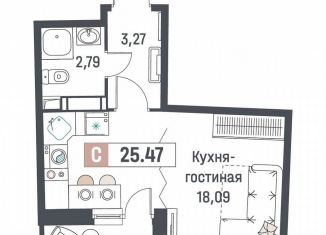 Квартира на продажу студия, 25.5 м2, Мурино, ЖК Авиатор